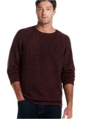 NWT Frontier Threads Mens Donegal Sweater Medium Brown Crewneck Speckled Knit